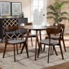 Rika 5 Piece Round Dining Room Set in Light Grey and Walnut Brown Finish by Baxton Studio - BAX-Iora/Hexa-Smoke/Walnut-5PC - Image 1 of 0