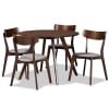 Rika 5 Piece Round Dining Room Set in Light Grey and Walnut Brown Finish by Baxton Studio - BAX-Iora/Hexa-Smoke/Walnut-5PC - Image 2 of 0