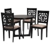 Jamie 5 Piece Round Dining Room Set in Beige and Dark Brown by Baxton Studio - BAX-Jamie-Sand/Dark Brown-5PC - Image 2 of 0