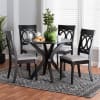 Jessie 5 Piece Round Dining Room Set in Grey and Dark Brown Finish by Baxton Studio - BAX-Jessie-Grey/Dark Brown-5PC - Image 1 of 0