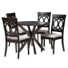 Jessie 5 Piece Round Dining Room Set in Grey and Dark Brown Finish by Baxton Studio - BAX-Jessie-Grey/Dark Brown-5PC - Image 2 of 0