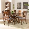 Jessie 7 Piece Round Dining Room Set in Grey and Walnut Brown Finish by Baxton Studio - BAX-Jessie-Grey/Walnut-7PC - Image 1 of 0