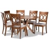 Jessie 7 Piece Round Dining Room Set in Grey and Walnut Brown Finish by Baxton Studio - BAX-Jessie-Grey/Walnut-7PC - Image 2 of 0