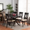 Jessie 7 Piece Round Dining Room Set in Sand and Dark Brown Finish by Baxton Studio - BAX-Jessie-Sand/Dark Brown-7PC - Image 1 of 0
