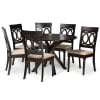 Jessie 7 Piece Round Dining Room Set in Sand and Dark Brown Finish by Baxton Studio - BAX-Jessie-Sand/Dark Brown-7PC - Image 2 of 0