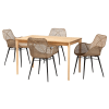 Ballerina 5 Piece Rectangular Dining Room Set in Greywashed Rattan and Black by Baxton Studio - BAX-KYG006C-Natural Oak/Light Grey-5PC - Image 2 of 0