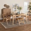 Cyntia 5 Piece Rectangular Dining Room Set in Natural Brown and Rattan Finish by Baxton Studio - BAX-KYG012C-Natural-5PC - Image 1 of 0