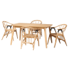 Cyntia 5 Piece Rectangular Dining Room Set in Natural Brown and Rattan Finish by Baxton Studio - BAX-KYG012C-Natural-5PC - Image 2 of 0