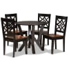 Kaila 5 Piece Round Dining Room Set in Dark Brown and Walnut Brown Finish by Baxton Studio - BAX-Kaila-Dark Brown/Walnut-5PC - Image 2 of 0