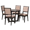 Kala 5 Piece Round Dining Room Set in Beige and Dark Brown Finish by Baxton Studio - BAX-Kala-Sand/Dark Brown-5PC - Image 2 of 0