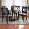 Kara 5 Piece Round Dining Room Set in Grey and Dark Brown Finish by Baxton Studio - BAX-Kara-Grey/Dark Brown-5PC - Image 1 of 0