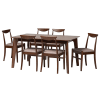 Delphina 7 Piece Dining Room Set in Warm Grey Fabric and Dark Brown Finish by Baxton Studio - BAX-Karina-Grey/Cappuccino-7PC - Image 3 of 0