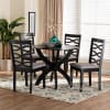 Aspen 5 Piece Round Dining Room Set in Grey and Dark Brown Finish by Baxton Studio - BAX-Lia-Grey/Dark Brown-5PC - Image 1 of 0
