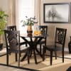 Liese 5 Piece Round Table Dining Room Set in Dark Brown Finish by Baxton Studio - BAX-Liese-Dark Brown-5PC - Image 1 of 0
