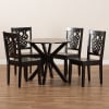 Liese 5 Piece Round Table Dining Room Set in Dark Brown Finish by Baxton Studio - BAX-Liese-Dark Brown-5PC - Image 2 of 0