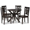 Liese 5 Piece Round Table Dining Room Set in Dark Brown Finish by Baxton Studio - BAX-Liese-Dark Brown-5PC - Image 3 of 0