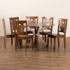 Liese 7 Piece Round Table Dining Room Set in Walnut Brown Finish by Baxton Studio - BAX-Liese-Walnut-7PC - Image 2 of 0
