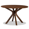 Liese 7 Piece Round Table Dining Room Set in Walnut Brown Finish by Baxton Studio - BAX-Liese-Walnut-7PC - Image 4 of 0