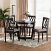 Aggie 5 Piece Round Dining Room Set in Grey and Dark Brown Finish by Baxton Studio - BAX-Lindy-Grey/Dark Brown-5PC - Image 1 of 0