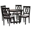 Aggie 5 Piece Round Dining Room Set in Grey and Dark Brown Finish by Baxton Studio - BAX-Lindy-Grey/Dark Brown-5PC - Image 2 of 0