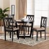 Aggie 5 Piece Round Dining Room Set in Sand and Dark Brown Finish by Baxton Studio - BAX-Lindy-Sand/Dark Brown-5PC - Image 1 of 0