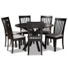 Lore 7 Piece Round Dining Room Set in Grey and Dark Brown Finish by Baxton Studio - BAX-Lore-Grey/Dark Brown-7PC - Image 2 of 0