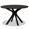 Lore 7 Piece Round Dining Room Set in Grey and Dark Brown Finish by Baxton Studio - BAX-Lore-Grey/Dark Brown-7PC - Image 3 of 0