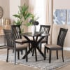 Lore 5 Piece Round Dining Room Set in Sand and Dark Brown Finish by Baxton Studio - BAX-Lore-Sand/Dark Brown-5PC - Image 1 of 0