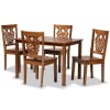 Luisa 5 Piece Dining Room Set in Walnut Brown Finish by Baxton Studio - BAX-Luisa-Walnut-5PC - Image 3 of 0