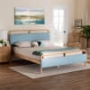 Mateo Platform Queen Bed in Blue and Natural Wood by Baxton Studio - BAX-MG0110-Blue/Natural-Queen - Image 1 of 0