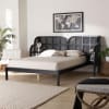 Cascadia Wingback Platform Queen Bed in Ebony Black Finish by Baxton Studio - BAX-MG0225-Ebony Black-Queen - Image 1 of 0