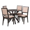 Mana 5 Piece Round Dining Room Set in Sand and Dark Brown Finish by Baxton Studio - BAX-Mana-Sand/Dark Brown-5PC - Image 2 of 0