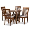 Marian 5 Piece Round Dining Room Set in Grey and Walnut Brown Finish by Baxton Studio - BAX-Marian-Grey/Walnut-5PC - Image 2 of 0