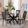 Bailey 5 Piece Round Dining Room Set in Grey and Dark Brown Finish by Baxton Studio - BAX-Maura-Sand/Dark Brown-5PC - Image 1 of 0