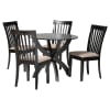Bailey 5 Piece Round Dining Room Set in Grey and Dark Brown Finish by Baxton Studio - BAX-Maura-Sand/Dark Brown-5PC - Image 2 of 0