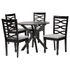 Mila 5 Piece Round Dining Room Set in Grey and Dark Brown Finish by Baxton Studio - BAX-Mila-Grey/Dark Brown-5PC - Image 2 of 0