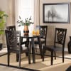 Mina 5 Piece Round Table Dining Room Set in Dark Brown Finish by Baxton Studio - BAX-Mina-Dark Brown-5PC - Image 1 of 0