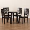 Mina 5 Piece Round Table Dining Room Set in Dark Brown Finish by Baxton Studio - BAX-Mina-Dark Brown-5PC - Image 2 of 0