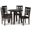 Mina 5 Piece Round Table Dining Room Set in Dark Brown Finish by Baxton Studio - BAX-Mina-Dark Brown-5PC - Image 3 of 0