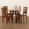 Mina 5 Piece Round Table Dining Room Set in Walnut Brown Finish by Baxton Studio - BAX-Mina-Walnut-5PC - Image 2 of 0