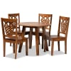 Mina 5 Piece Round Table Dining Room Set in Walnut Brown Finish by Baxton Studio - BAX-Mina-Walnut-5PC - Image 3 of 0