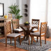 Norah 5 Piece Round Dining Room Set in Grey and Walnut Brown Finish by Baxton Studio - BAX-Norah-Grey/Walnut-5PC - Image 1 of 0