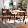 Paras 5 Piece Dining Room Set in Light Beige Fabric and Walnut Brown Finish by Baxton Studio - BAX-Paras-Latte/Walnut-5PC - Image 1 of 0