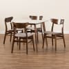 Paras 5 Piece Dining Room Set in Light Beige Fabric and Walnut Brown Finish by Baxton Studio - BAX-Paras-Latte/Walnut-5PC - Image 2 of 0