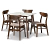 Paras 5 Piece Dining Room Set in Light Beige Fabric and Walnut Brown Finish by Baxton Studio - BAX-Paras-Latte/Walnut-5PC - Image 3 of 0