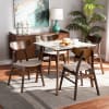 Pearson 5 Piece Dining Room Set in Light Beige Fabric and Walnut Brown Finish by Baxton Studio - BAX-Pearson-Latte/Walnut-5PC - Image 1 of 0