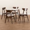 Pearson 5 Piece Dining Room Set in Light Beige Fabric and Walnut Brown Finish by Baxton Studio - BAX-Pearson-Latte/Walnut-5PC - Image 2 of 0