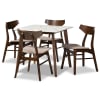Pearson 5 Piece Dining Room Set in Light Beige Fabric and Walnut Brown Finish by Baxton Studio - BAX-Pearson-Latte/Walnut-5PC - Image 3 of 0