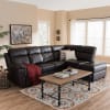 Roland Modern and Contemporary Dark Brown Faux Leather 2-Piece Sectional with Recliner and Storage Chaise by Baxton Studio - BAX-R1818-Dark-Brown-SF - Image 1 of 0