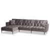 Galena Contemporary Glam and Luxe Grey Velvet Sleeper Sectional with Left Facing Chaise by Baxton Studio - BAX-RDS-S0019L-Grey Velvet/Black-LFC - Image 4 of 0
